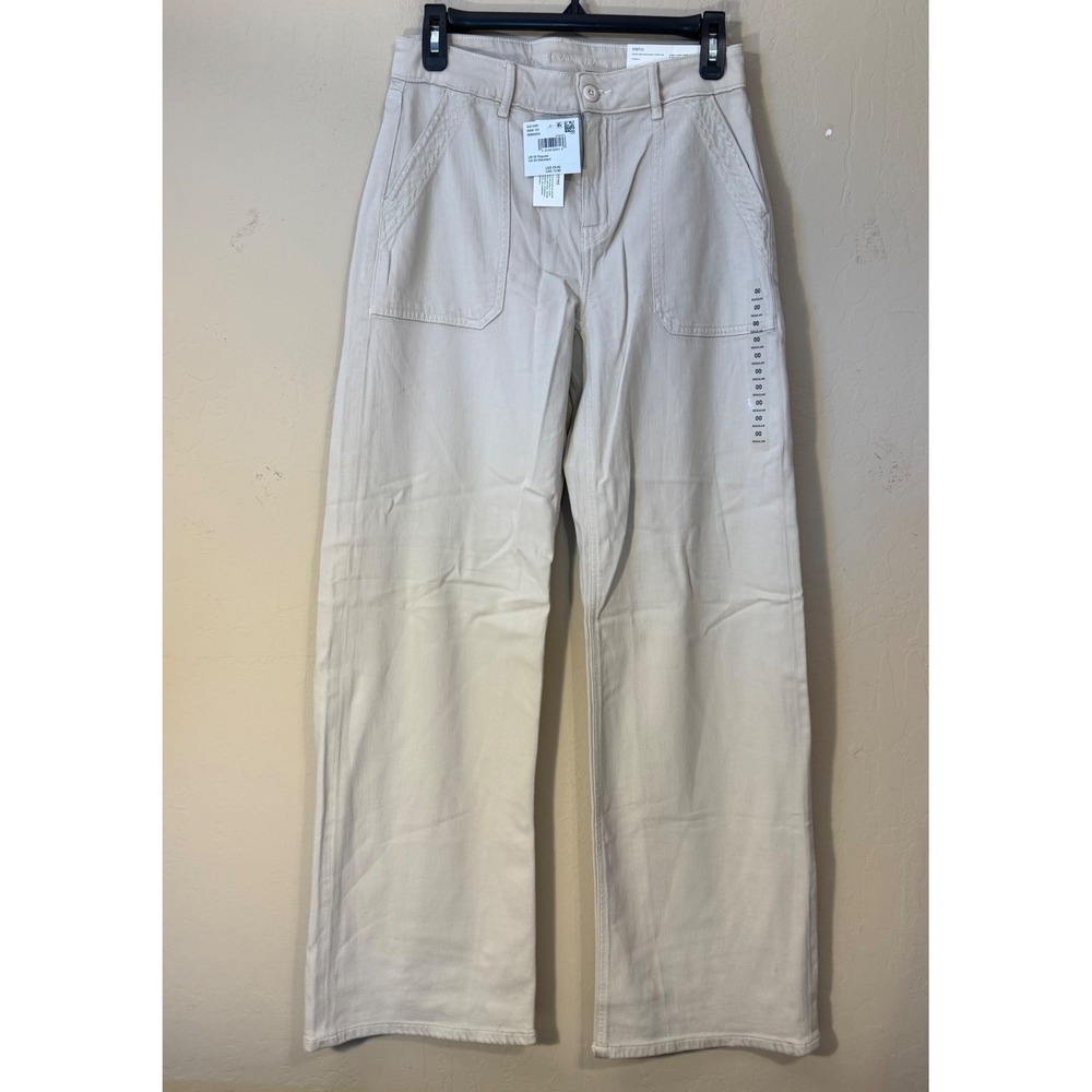 American Eagle Pants Women 00 (24W) Cream‎ Super HR Baggy Wide Leg Stretch NEW